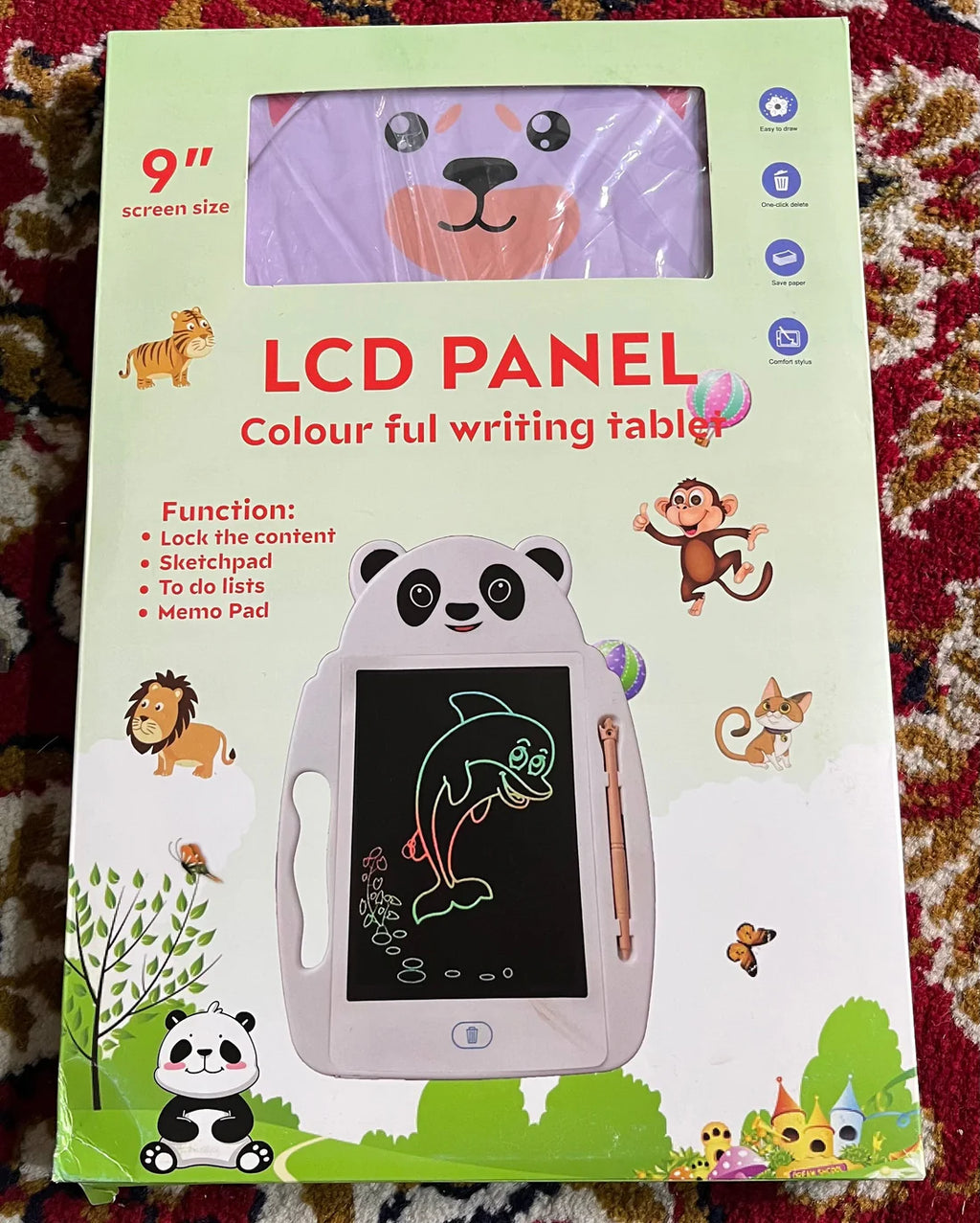 Cute Animal Design (Panda) 9-Inch LCD Writing Tablet Multicolor Screen