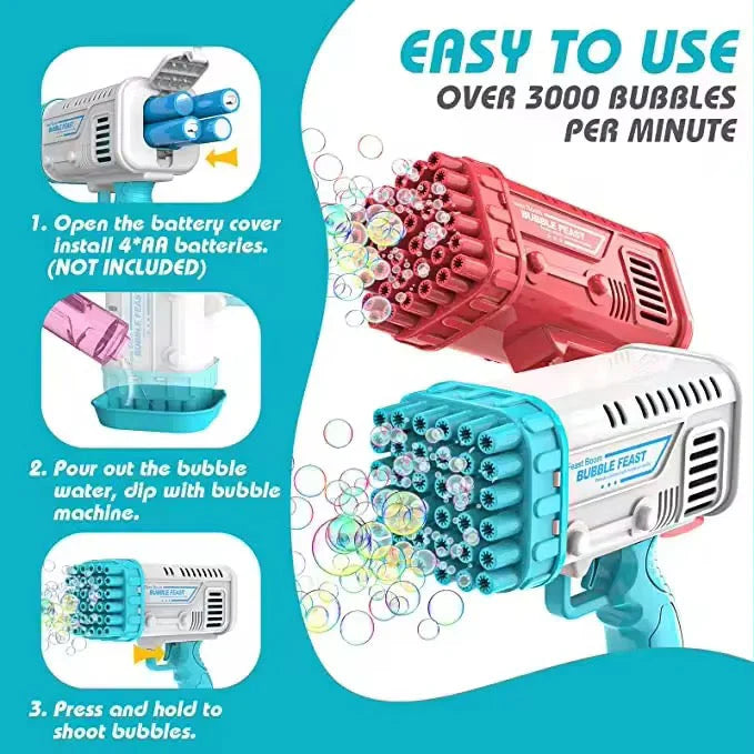 Bubble Gun Bazooka for Kids Colorful Bulbulay Maker